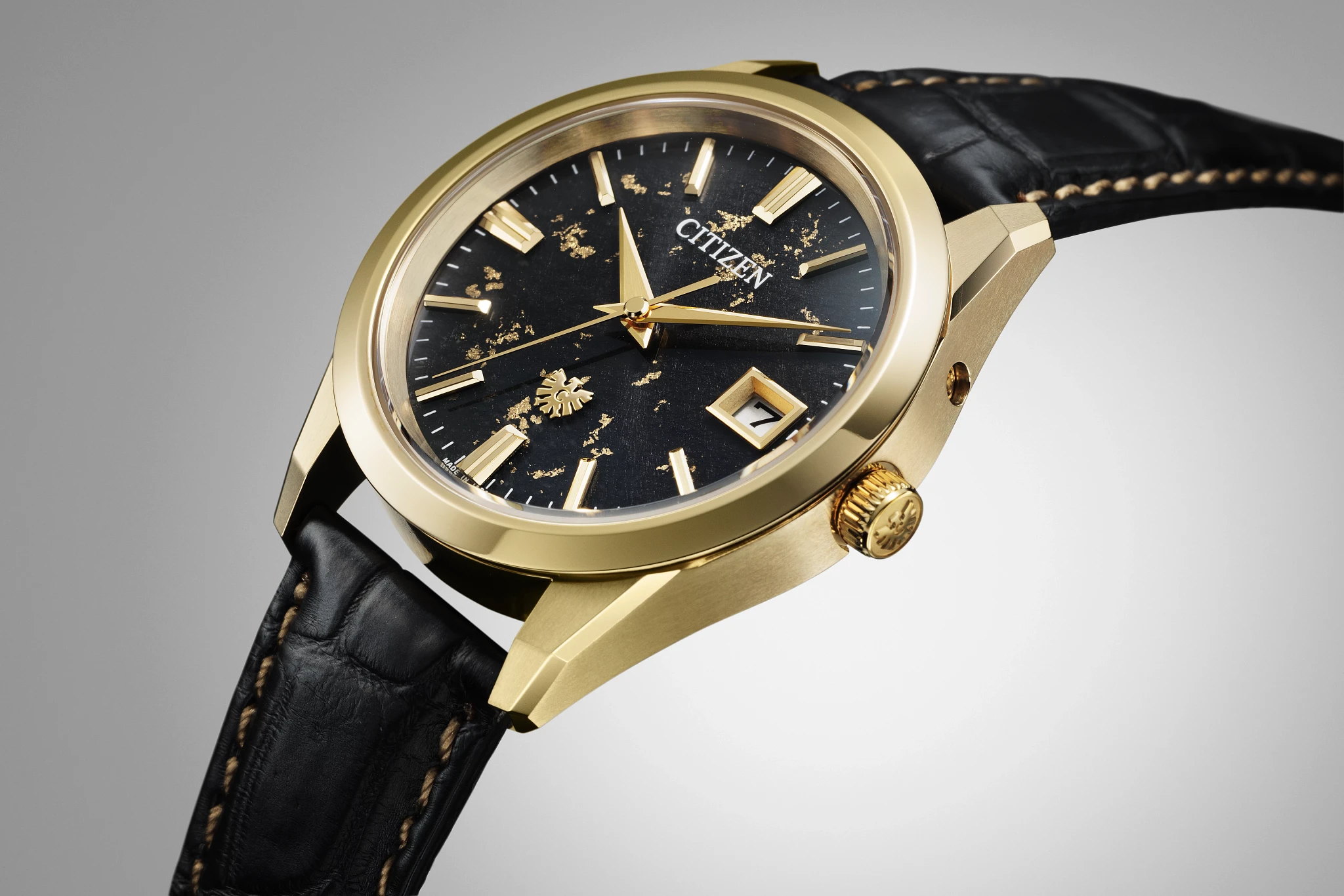 The Citizen Black Dial Crocodile Strap AQ4103-16E | CITIZEN